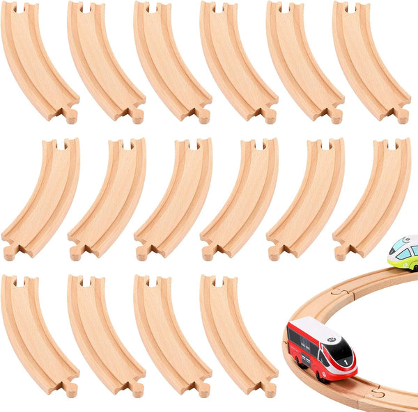 Liliful Pack of 16 Wooden Train Tracks Expansion Pack Male-Male Female-Female Train