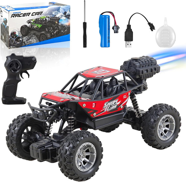 NXD RC Truck, 1:18 Remote Control Car with Spray & Light, 4WD All