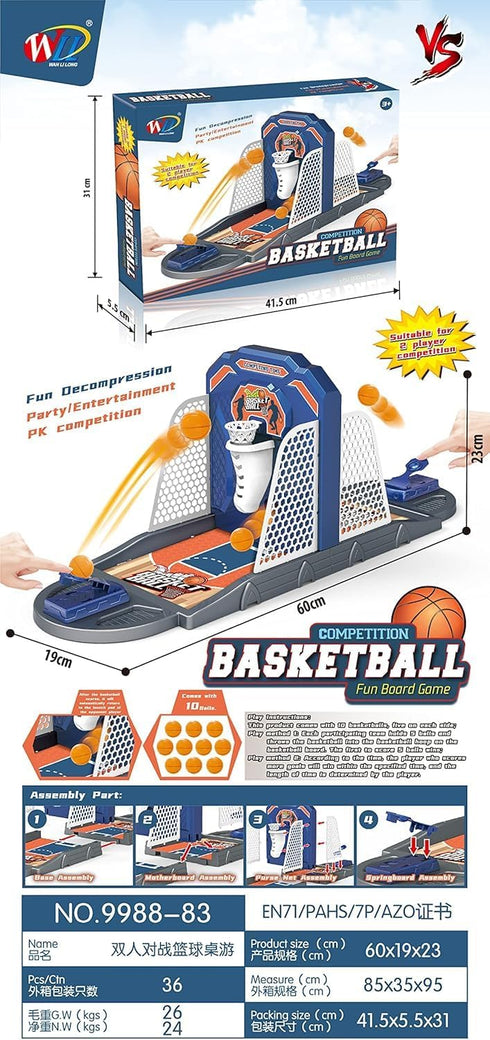 Basketball Shooting Game Toy, Desktop Table Basketball Games Set with Court, Move Basket, Light and Score Toy