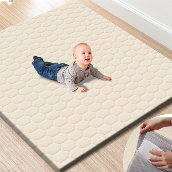 TINYHARBO Premium Foam Baby Play Mat 50" x 50" with Removable Cover,
