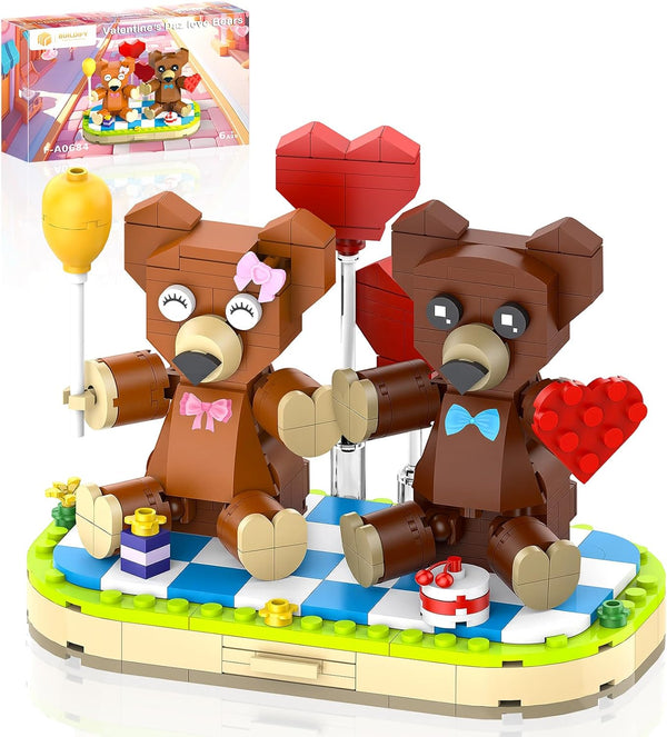 aphpaio Valentines Brown Bear Building Toy Sets for Lover, Art Love Collectible