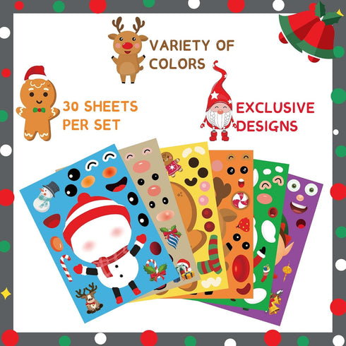 Funnlot Christmas Stickers for Kids - 30PCS Make Your Own Stickers Game and Activities for Toddlers Craft Kits