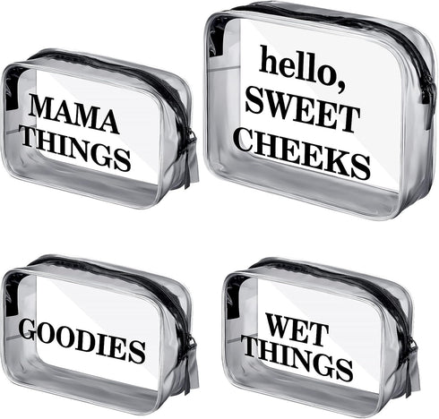 Oudain 4 Packs Diaper Bag Organizer Pouches Set Clear PVC Travel Diaper