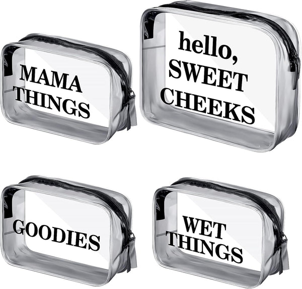 Oudain 4 Packs Diaper Bag Organizer Pouches Set Clear PVC Travel Diaper