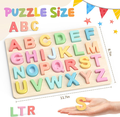 Zeoddler Alphabet Puzzles, ABC Shape Puzzles for Kids, Educational Toys for Toddlers, Preschool Learning Activities