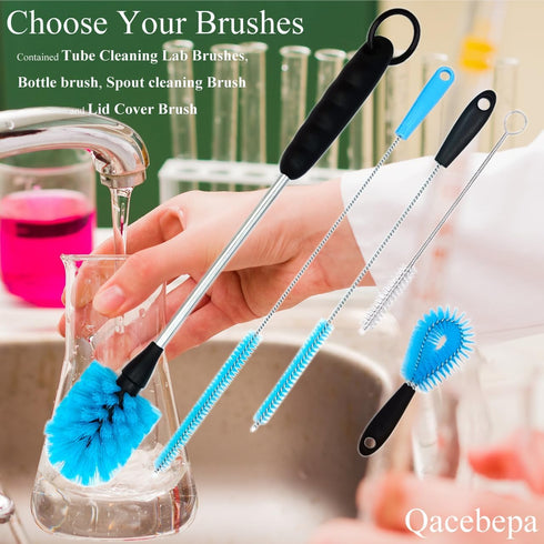 Qacebepa 5-in-1 Set, Tumbler Brush Cleaner Cleaning Brush Washing Straw Tube lab Cleaning with Long Handle, for Water