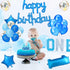 BEISHIDA Blue Happy Birthday Balloons Banner, 16 Inch Mylar Foil Birthday Letters Balloons for Kids Adults Ocean Theme