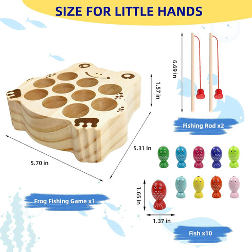 Wooden Magnetic Fishing Game - Montessori Sensory Busy Board for Toddlers 1-3, Educational Learning Toy