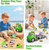 1, 2, 3, 4 Set, IJIGU Truck Toys for Toddler Year Old Boy, City Sanitation Transport Trucks Toy Ideal Christmas