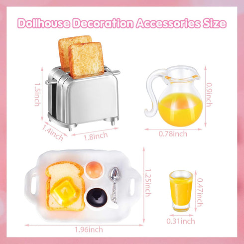 Dollhouse Accessories Decoration, 1:12/1:6 Mini Kitchen Accessories Set, Scene Breakfast Bulk Pretend Toy Decor