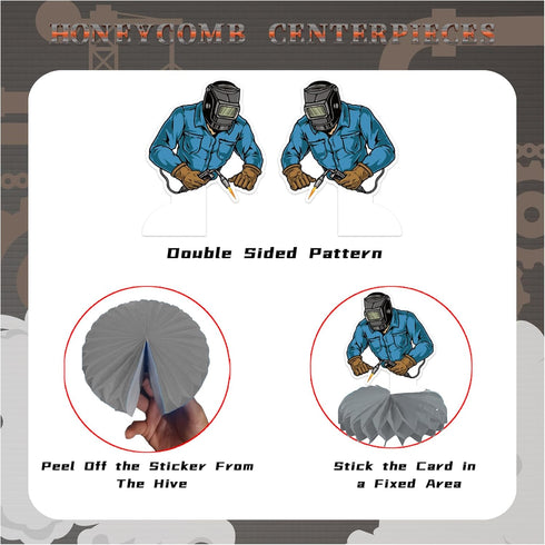 9 PCS Electric Welding Honeycomb Centerpieces - Table Decorations for Electric Welder Birthday Party