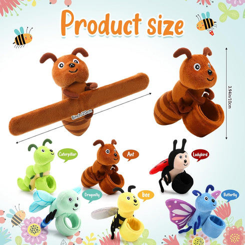 Gemscream 6 8 Inch Pcs Stuffed Animal Slap Bracelets for Kids, Small Classroom Prizes Toy, Animal Wrist Cute Snap
