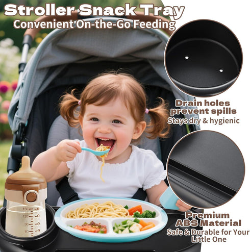 CebraBounze Snack Tray Compatible with Nuna, Universal Stroller Snack Tray with Cup Holder and Phone Holder, Essential
