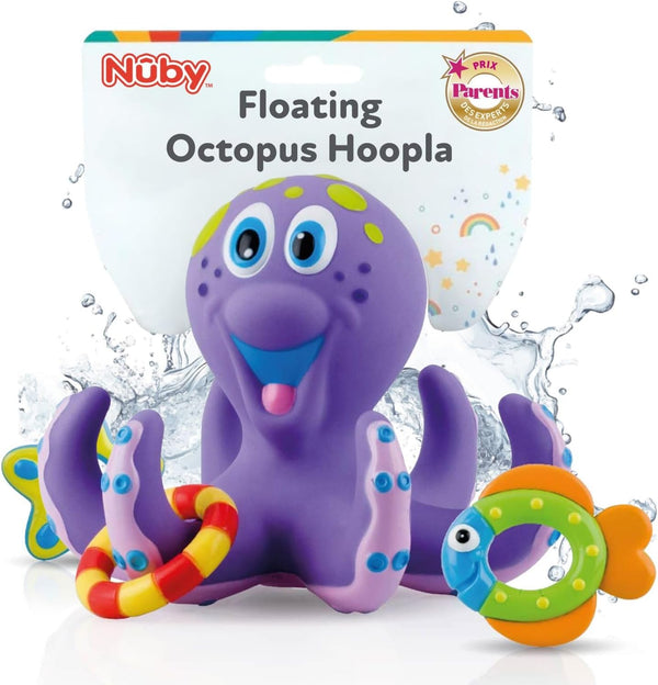 Nuby Floating Octopus with 3 Hoopla Rings - Baby & Toddler Bath