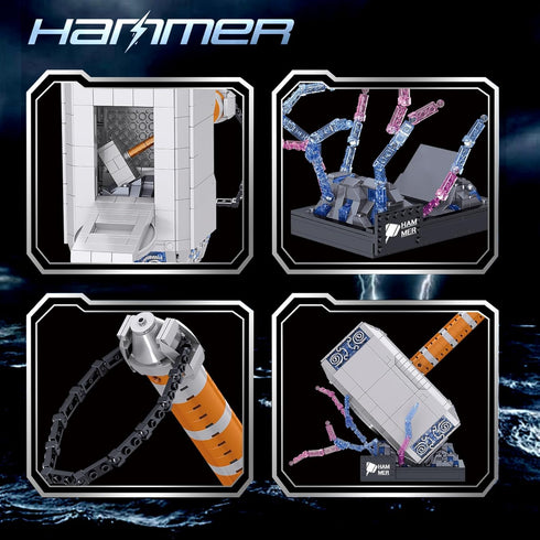 Thor Battle Hammer Building Blocks Set, Fantastic Super Hero Toys, Unique for 6+ Kids or Adults (975 PCS)