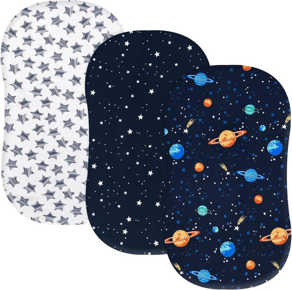 PHF 3 Pack Soft Bassinet Sheets, Space Breathable Comfy Cradle Sheets for