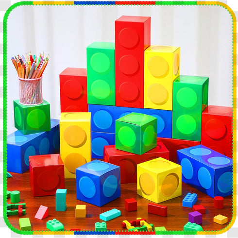 30 Pieces Building Block Party Box, Cardboard Snack Box for Children's Building Block Game Party Decorations
