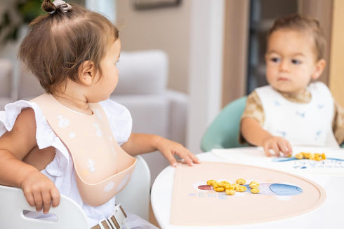 Set Waterproof Silicone Bib and Mat for Babies and Toddlers - Adjustable and BPA Free