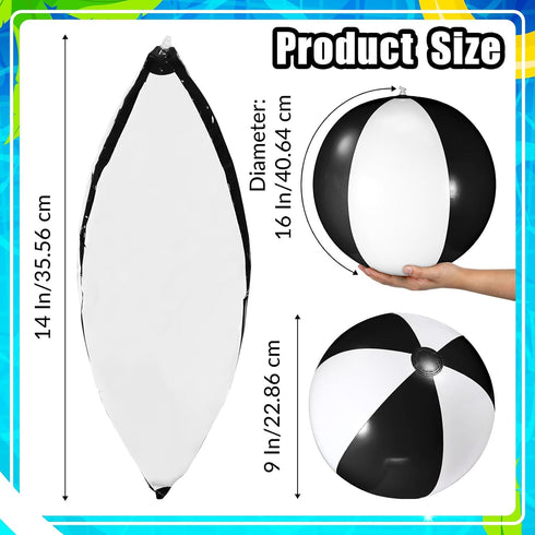 12 Pcs 16'' Beach Ball, PVC Inflatable Pool Balls for Summer Hawaiian Tropical Theme Party Favors