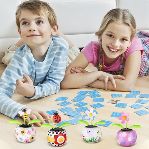 Solar Dancing Bee Toy - Solar Powered Dancing Sun Flower with Colorful Pots and Swinging Ladybug Shape for Car