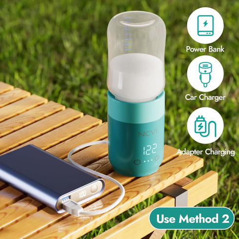 NCVI Portable Glass Bottle Warmer for Baby Travel on The Go, Car USB Breastmilk Warmer Battery Powered, Airplane