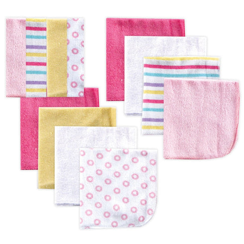 Luvable Friends Unisex Baby Cotton Rich Washcloths, One Size, Pink Stripe