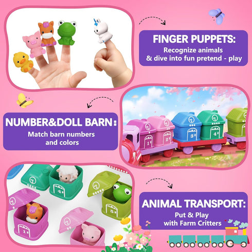 Meytccve Set 1-3 1 2 3,Montessori Train Toy Toddlers for Learning Toy for Ages Learning Matching & Sorting