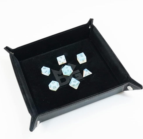FanRoll by Metallic Dice Games Fold Up Velvet Dice Tray w/PU Leather Backing: Black, RPG Dice Accessories