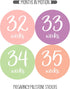 Pregnancy Weekly Belly Growth Stickers - 36 pcs Purple Pink, Matte Finish for Maternity Photo Sessions