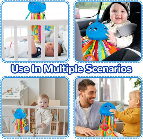 10 0-3-6-18 teytoy Sensory Toy, Texture Toys for Babies with Rattle, Autism Sensory Toys Jellyfish Shape Tactile