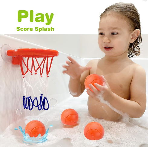 Bath Toys - Bathtub Basketball Hoop for Kids, Mold Free with 3 Balls, Strong Suction Cup for Toddlers