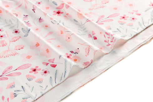 Newborn Floral Print Swaddle Blanket - Stretchy Receiving Blanket with Matching Headband and Beanie (Small Flower and