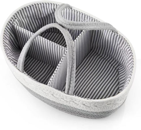 PandaEar Baby Diaper Caddy Organizer for Boys Girls, Portable Cotton Rope Diaper Basket, Travel Change Organizer