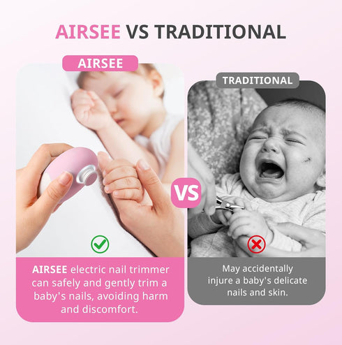 Trimmer Set 6 AIRSEE Baby Nail Electric, Newborn Nail Clipper with Light, Safe & Easy Electric Nail File Baby Nail