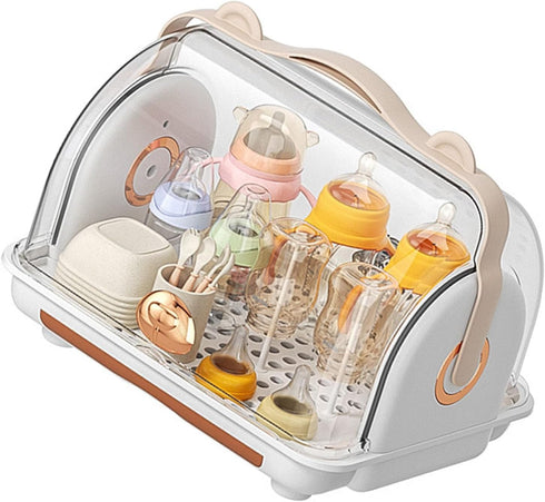 Gucagle Baby Bottle Storage Box Organizer Plastic Multifunctional Drainage Nursing Bottle Drying Rack with Lid for Home