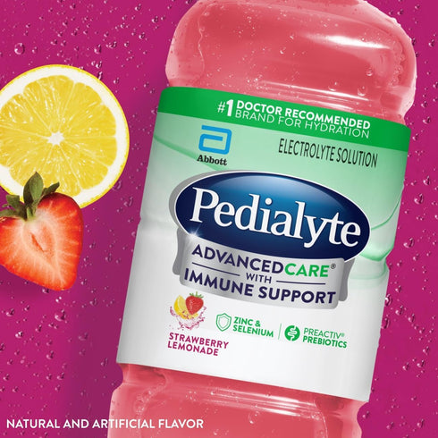 1 Pack 4 Pedialyte AdvancedCare Electrolyte Solution Has PreActivPrebiotics | Hydration Drink | Strawberry Lemonade