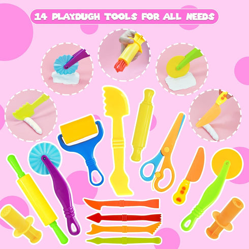 Set, 38 Sets 4-8, Playdough Tools Pcs Play Dough for Kids Ages Creative Play Dough Accessories with Clay Cutters