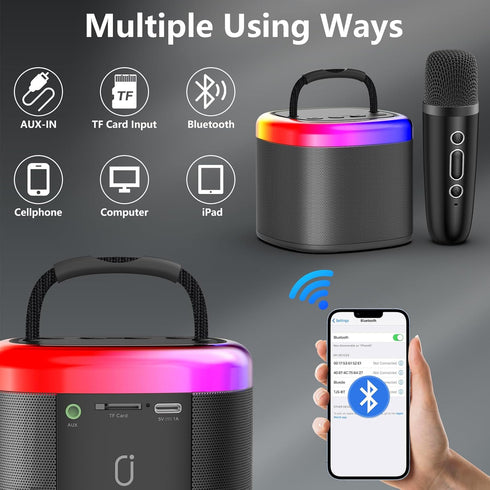 Mini Karaoke Machine for Kids - Portable Bluetooth Speaker with Wireless Microphone, Ideal Gift for Ages 4-12