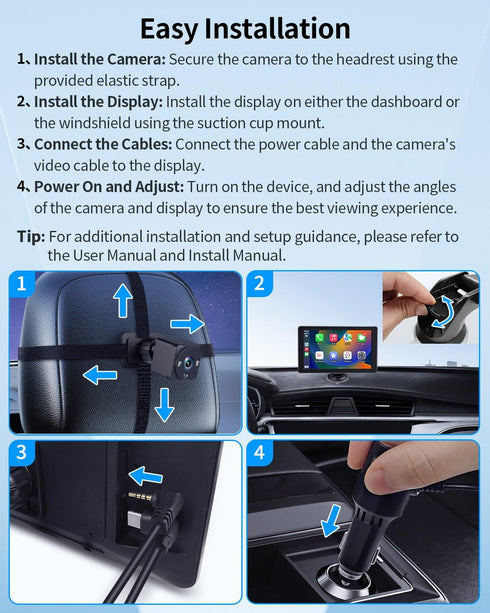 Faninso V5 V5 150 Car Baby Monitor Camera, Compatible with Carplay Screen, Car Camera with HD Night Vision, Invisible