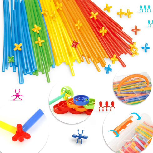 Straw Constructor Toys STEM Building Toys, 600Pcs Interlocking Plastic Engineering Toys for Kids Ages 3-8