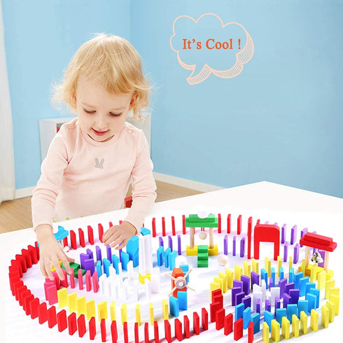 600 Set 6 11 1 Wondertoys PCS Dominoes for Kids Wooden Building Blocks Colors Bulk Dominoes Racing Tile Games