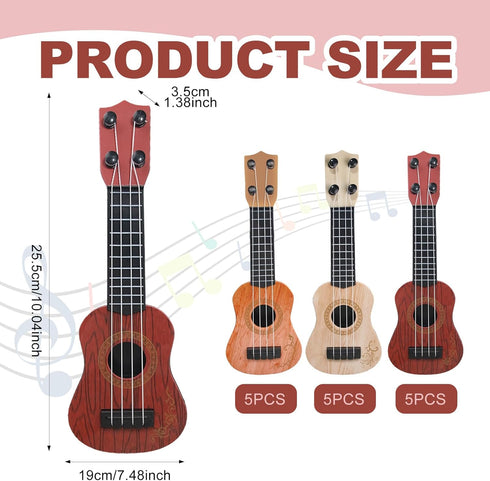 15 10 Inch Pcs Kids Toy Guitar Mini Classical Ukulele Guitar Toy Beginner Rhyme Developmental Musical Instrument