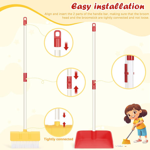 LIMIROLER Set Set Set, 3-6 (6PCS Set) Kids Cleaning Toy Toddlers Broom Dust Pan for Housekeeping Pretend Play Cleaning