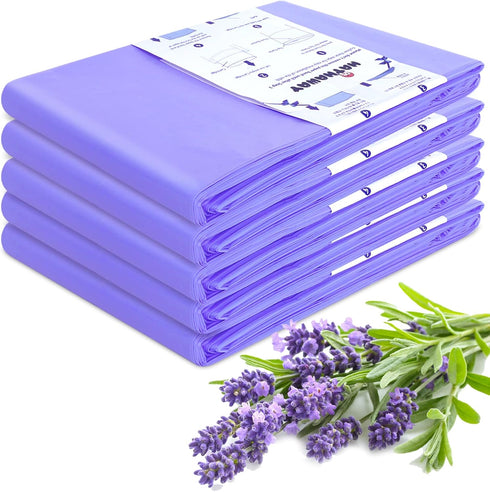 RUZAKO 30% 5 Pack Diaper Pail Refill Bags Compatible With Dekor Plus Diaper Pail, Extra Length, Lavender Scent
