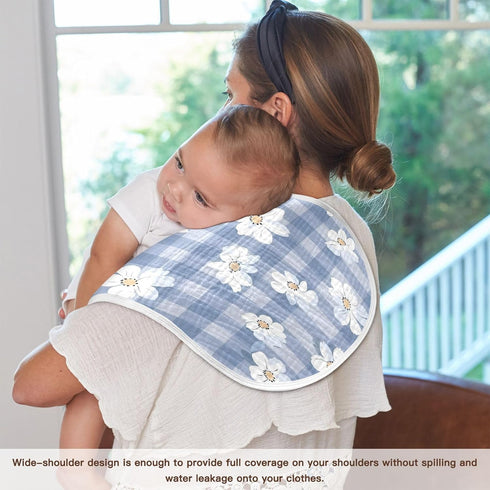 YETTASBIN Flower Plaid Muslin Baby Burp Cloth, Super Soft Absorbent Cotton Burp Rag Baby Bibs Feeding Cloth for Newborn