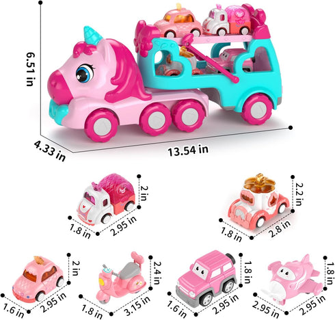 7 1 1 2 3 6 1 2 2+ newcrave in Carrier Truck Cars Toys for Year Old Girls, Toddlers Girl Toy with Mini Cars, Princess