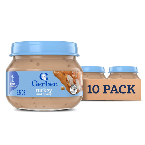 Gerber Stage 2 Baby Food, Turkey and Gravy Jar, Baby Food Poultry