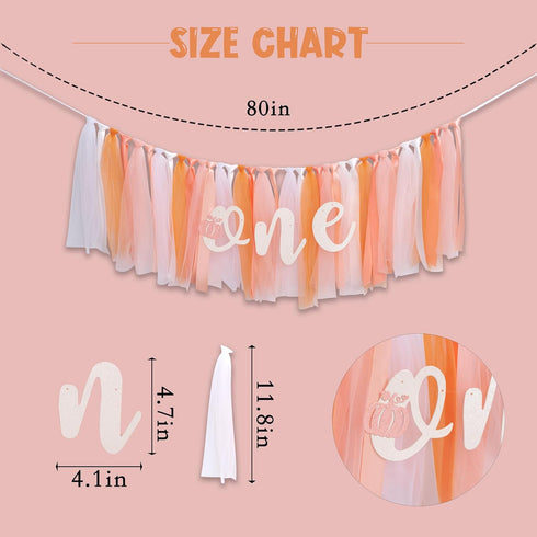 VANGNING First Birthday High Chair Tutu Skirt Banner - Pumpkin Theme Party Decor