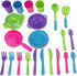 Kids Super Durable Kitchen Toys Set, 27 Pieces Pretend Play Dish Toy with Wash and Dry Tableware Dish Rack and Drainer