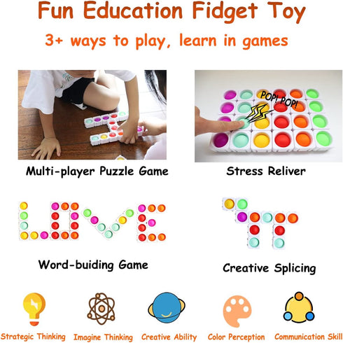 24 Pcs Fidget Blocks, Push Silicone Popper Sensory Toy, Infinity DIY Pop Building Blocks for Classroom Use